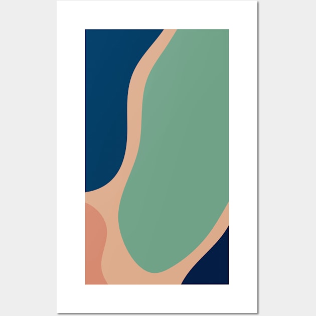 Minimal Modern  Abstract Shapes   Blue and Pink Pattern Wall Art by zedonee